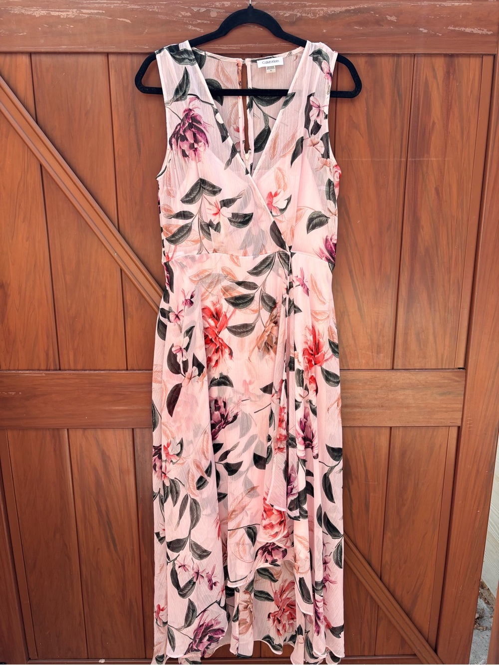 Calvin Klein Pink Floral V-Neck Maxi Dress